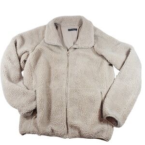 Brandy‎ Melville Fuzzy Fleece Zip Up Jacket Teddy Bear Style Cozy Soft